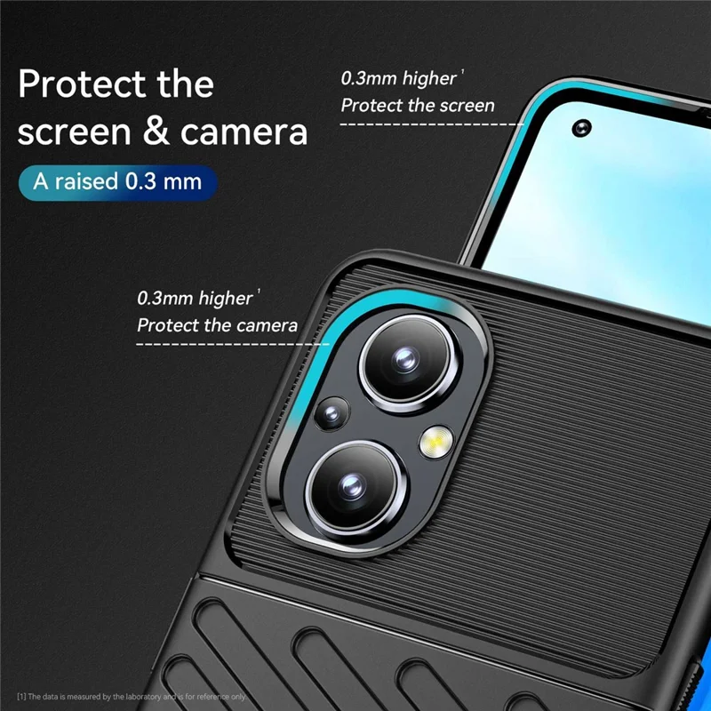 For Oppo F21 Pro 5G/Reno7 Z 5G/Reno7 Lite/A96 (China)/Reno8 Lite 5G/OnePlus Nord N20 5G Thunder Series Twill Texture Thickened TPU Case Mobile Phone Protective Cover - Black