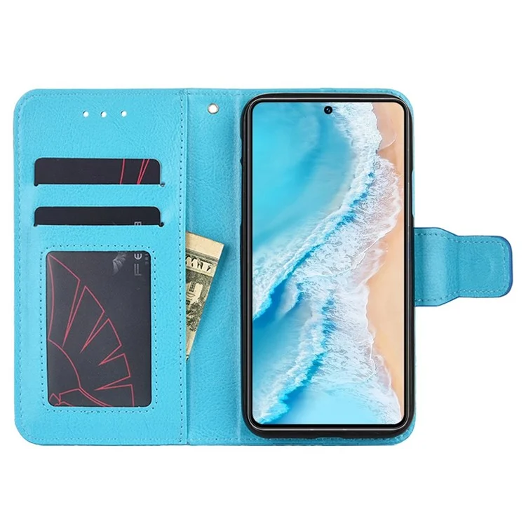 Per Vivo X80 Pro PU Leather Follio Flip Stand Cover Wallet Design Design Shockproof TPU Case Interno - Bambina Blu