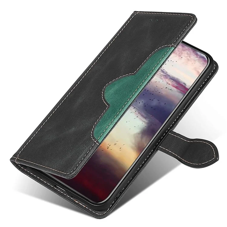 Couverture du Motif du Chapeau de Paille Pour Oppo A57 (2022) 5G / A77 5G / Realme Q5i, Book Style PU le Cuir-touch-touch Sensation de Portefeuille Téléphone Téléphone - le Noir