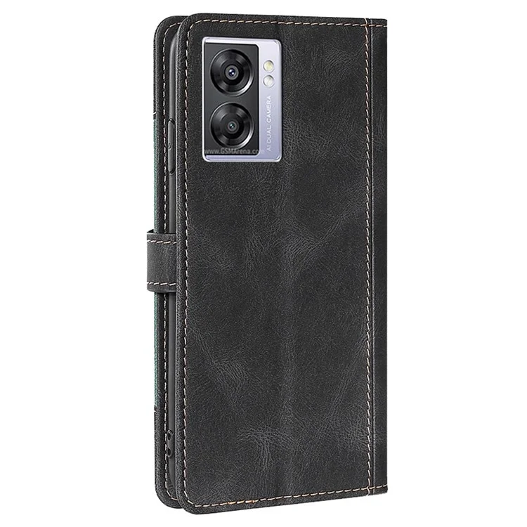 Couverture du Motif du Chapeau de Paille Pour Oppo A57 (2022) 5G / A77 5G / Realme Q5i, Book Style PU le Cuir-touch-touch Sensation de Portefeuille Téléphone Téléphone - le Noir