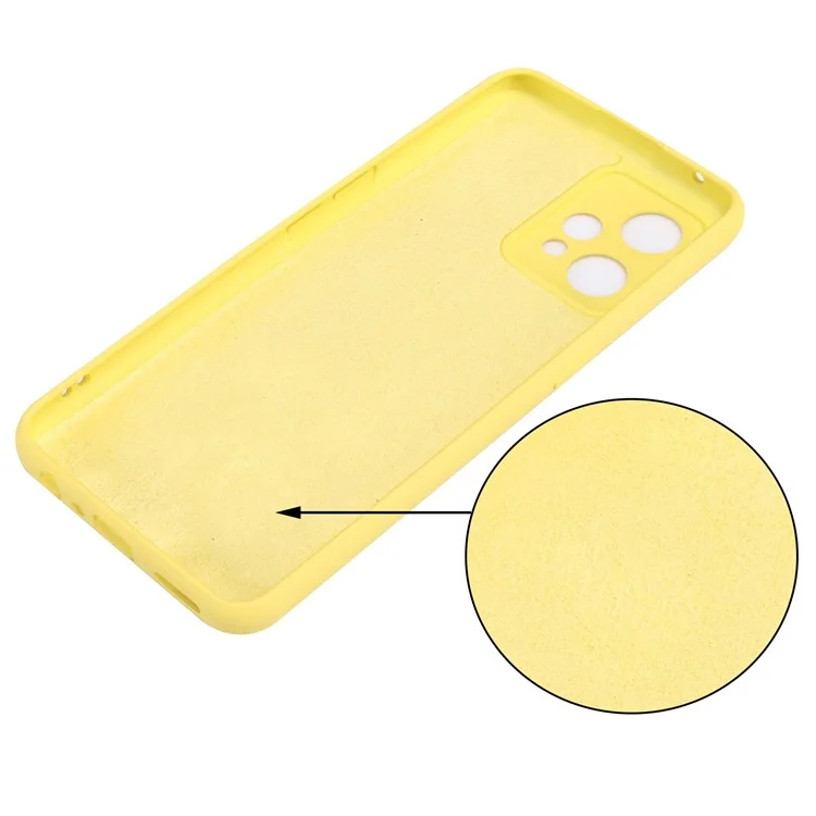 Per Realme 9 Pro+ 5G Skin Touch Liquid Silicone Case Microfiber Lining Camera Protection Shockproof Phone Cover with Strap - Giallo