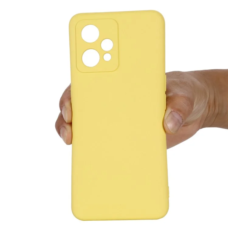Per Realme 9 Pro+ 5G Skin Touch Liquid Silicone Case Microfiber Lining Camera Protection Shockproof Phone Cover with Strap - Giallo