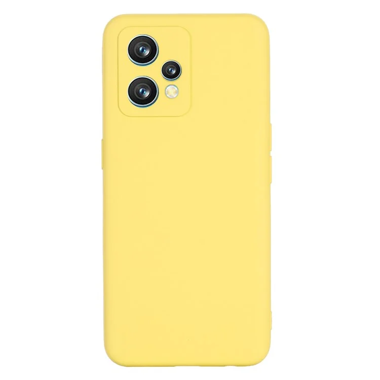 Per Realme 9 Pro+ 5G Skin Touch Liquid Silicone Case Microfiber Lining Camera Protection Shockproof Phone Cover with Strap - Giallo