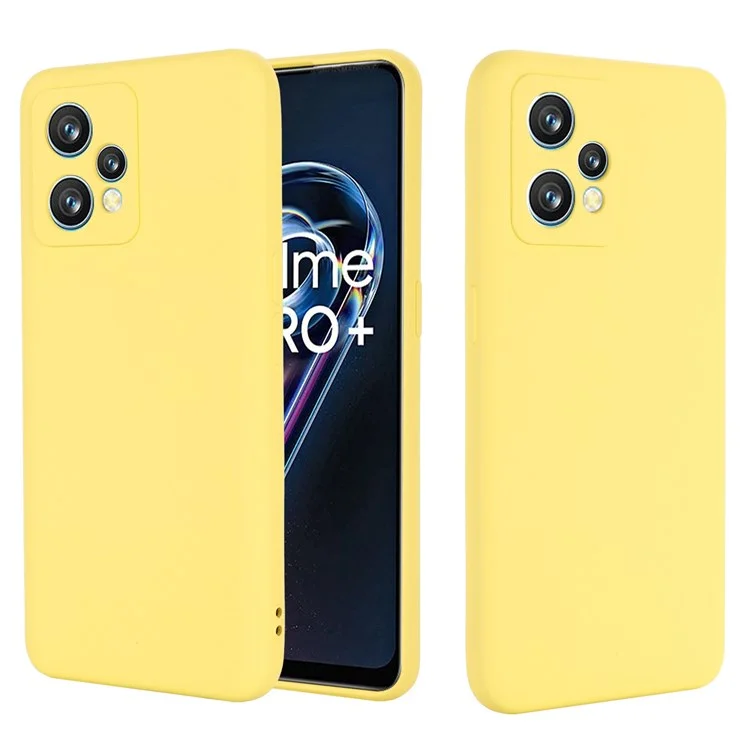 Per Realme 9 Pro+ 5G Skin Touch Liquid Silicone Case Microfiber Lining Camera Protection Shockproof Phone Cover with Strap - Giallo