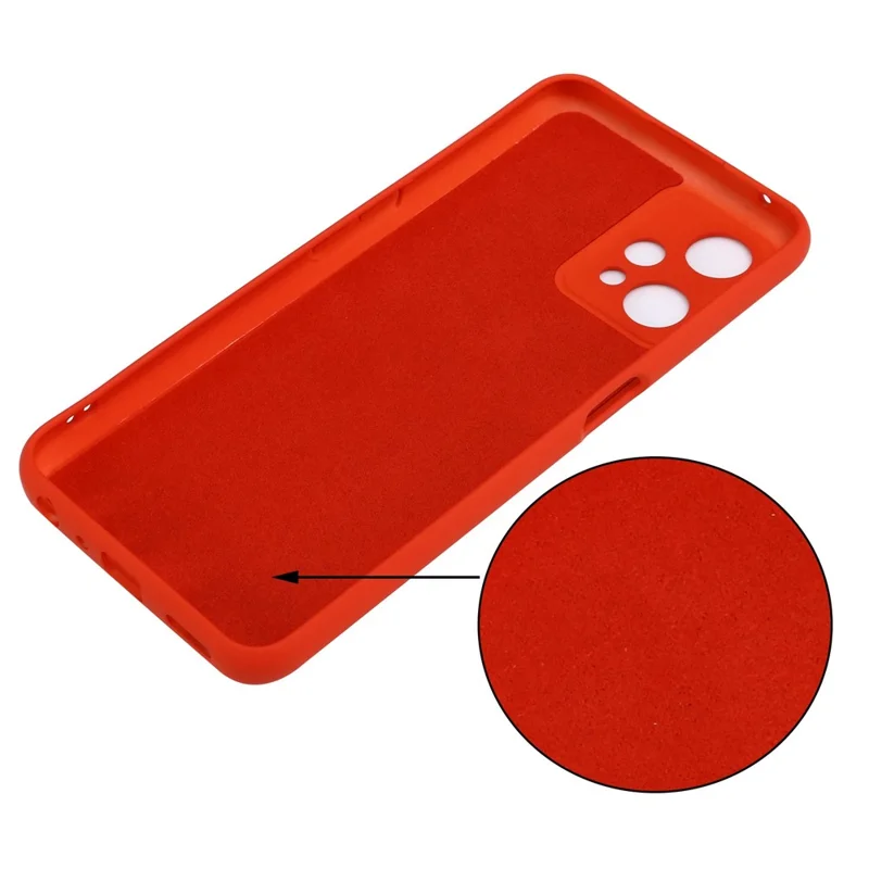 For Realme 9 Pro 5G / 9 5G / V25 Slim Liquid Silicone Case Scratch-Resistant Microfiber Lining Lens Camera Protection Back Cover with Strap - Red