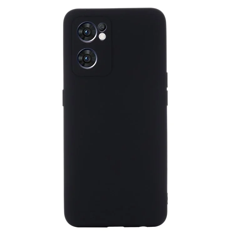 For Oppo Reno7 5G (Global)/Find X5 Lite Soft Liquid Silicone Cover Anti-Scratch Microfiber Lining Camera Protective Case with Strap - Black