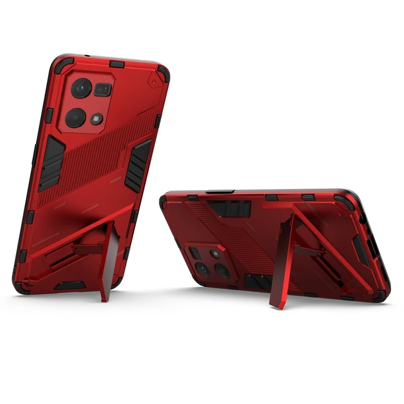 For Oppo Reno7 4G Back Case Kickstand PC Soft TPU Phone Cover - Red