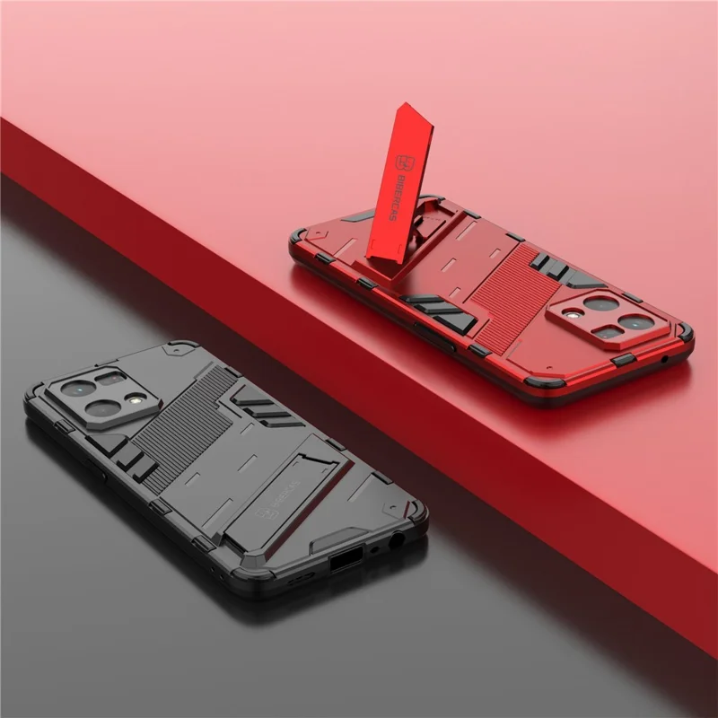 For Oppo Reno7 4G Back Case Kickstand PC Soft TPU Phone Cover - Red