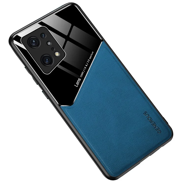 Pour Oppo Find X5 Pro Prévention des chutes Texture en cuir revêtue de PC + Étui TPU Découpes précises Protection de la caméra Coque arrière - Bleu