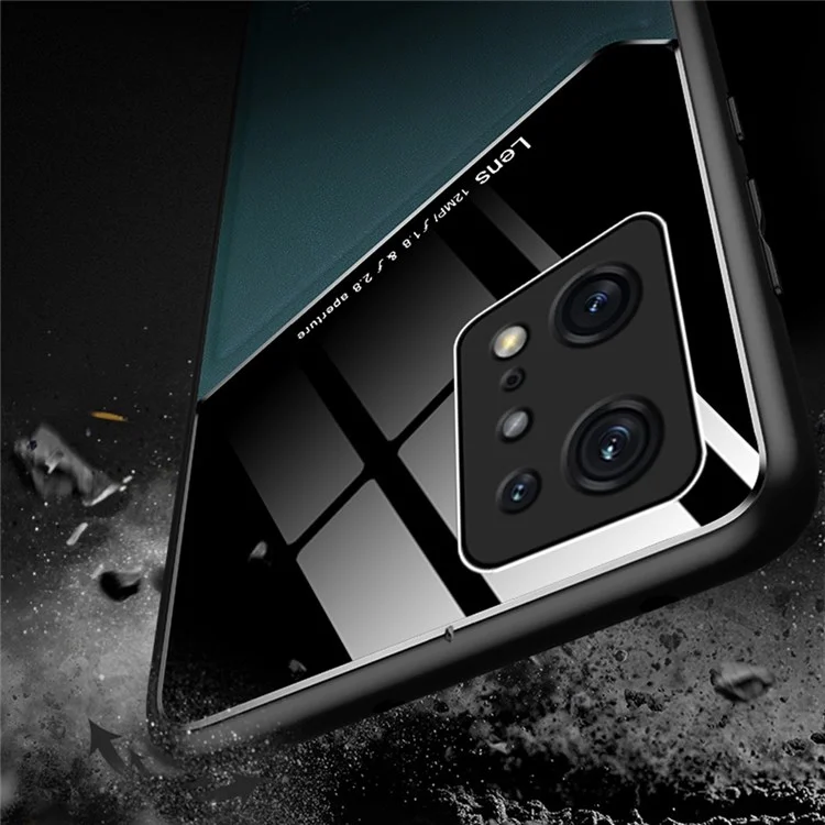 Pour Oppo Find X5 Pro Prévention des chutes Texture en cuir revêtue de PC + Étui TPU Découpes précises Protection de la caméra Coque arrière - Bleu