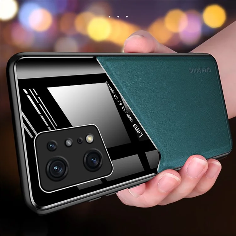 Pour Oppo Find X5 Pro Prévention des chutes Texture en cuir revêtue de PC + Étui TPU Découpes précises Protection de la caméra Coque arrière - Bleu