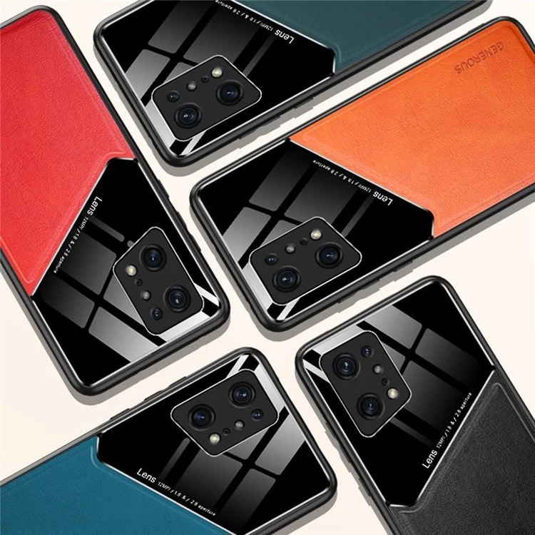 Pour Oppo Find X5 Pro Prévention des chutes Texture en cuir revêtue de PC + Étui TPU Découpes précises Protection de la caméra Coque arrière - Bleu