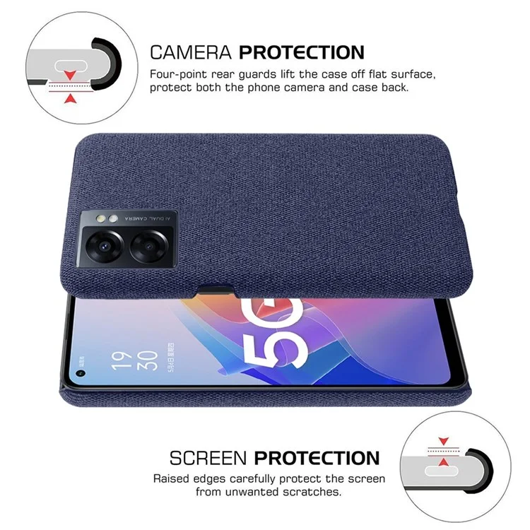 Casa de Smartphone Shell Para Oppo A57 (2022) 5G / A77 5G, Capa de Cor Dura de Cor Sólida Resistente a Gota - Azul