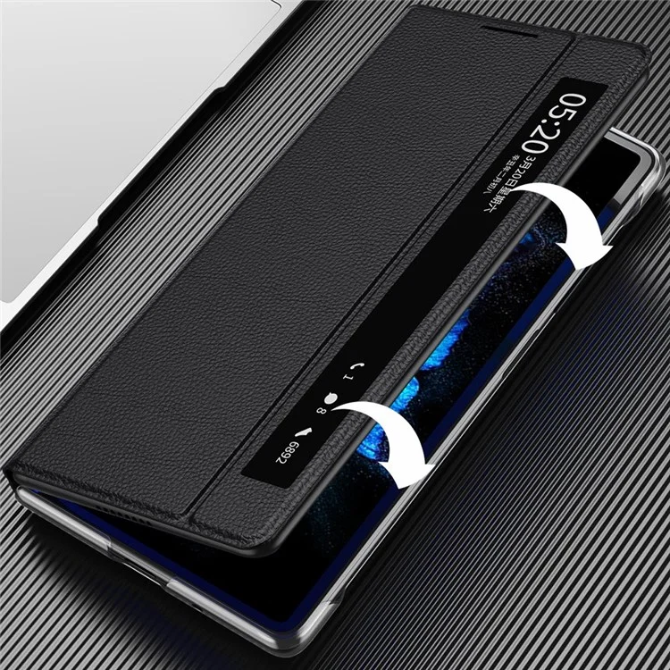 Посмотреть Окно PU Кожаный Чехол Для Vivo X Fold, Подставьте Складную Крышку Телефона с Кнопкой Touch Slide - Красный
