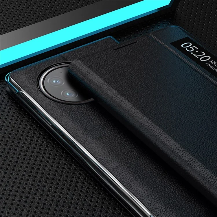 Посмотреть Окно PU Кожаный Чехол Для Vivo X Fold, Подставьте Складную Крышку Телефона с Кнопкой Touch Slide - Красный