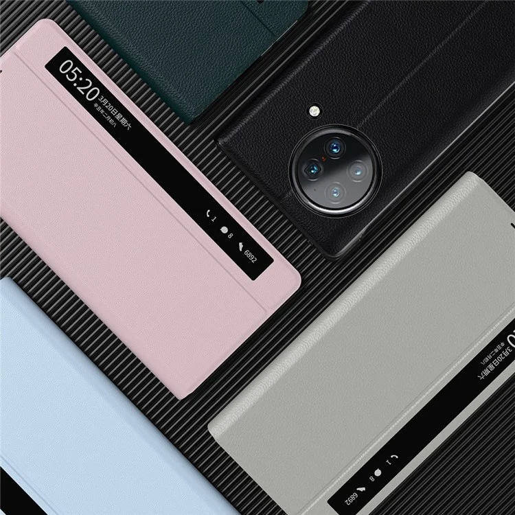 Посмотреть Окно PU Кожаный Чехол Для Vivo X Fold, Подставьте Складную Крышку Телефона с Кнопкой Touch Slide - Красный