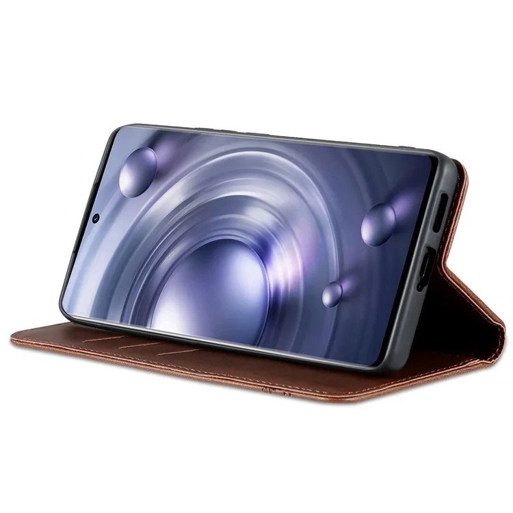 AZNS For Vivo X80 PU Cuir Magnétique Magnétique Ferme de Téléphone Téléle - Café