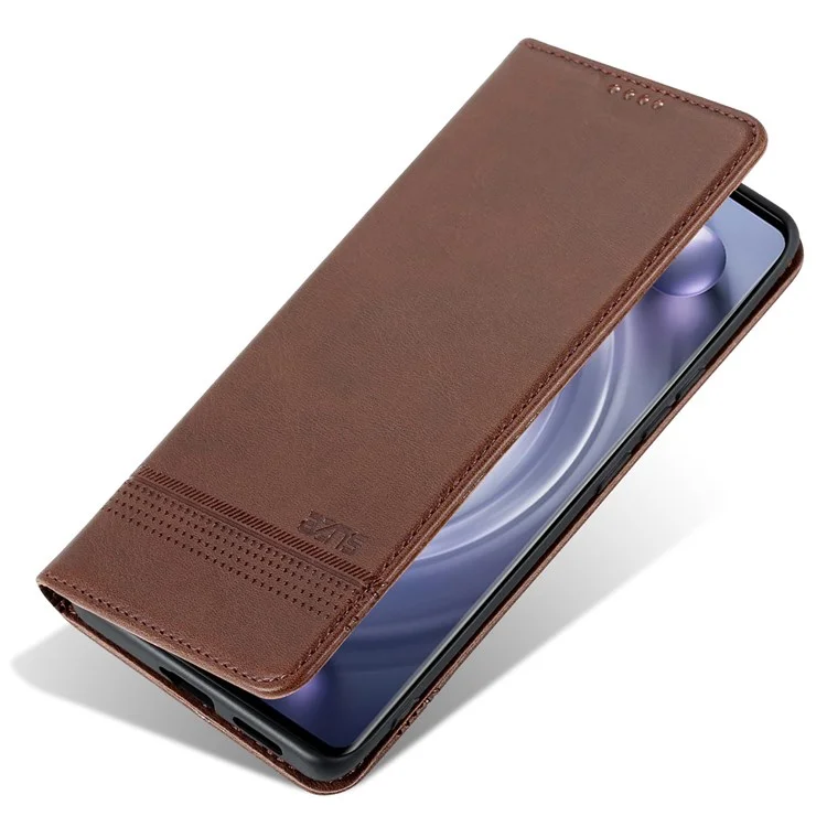 AZNS For Vivo X80 PU Cuir Magnétique Magnétique Ferme de Téléphone Téléle - Café