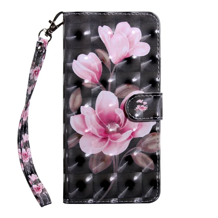 For Oppo A54 5G/A74 5G Anti-fall Wallet Phone Case Pattern Printing Phone Protector PU Leather Stand Cover - Pink Flower