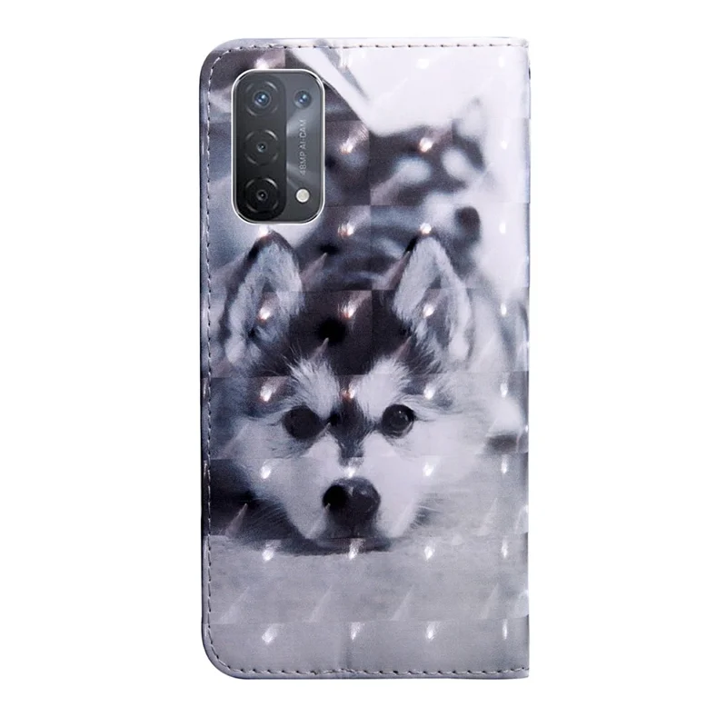 For Oppo A54 5G/A74 5G Anti-fall Wallet Phone Case Pattern Printing Phone Protector PU Leather Stand Cover - Dog