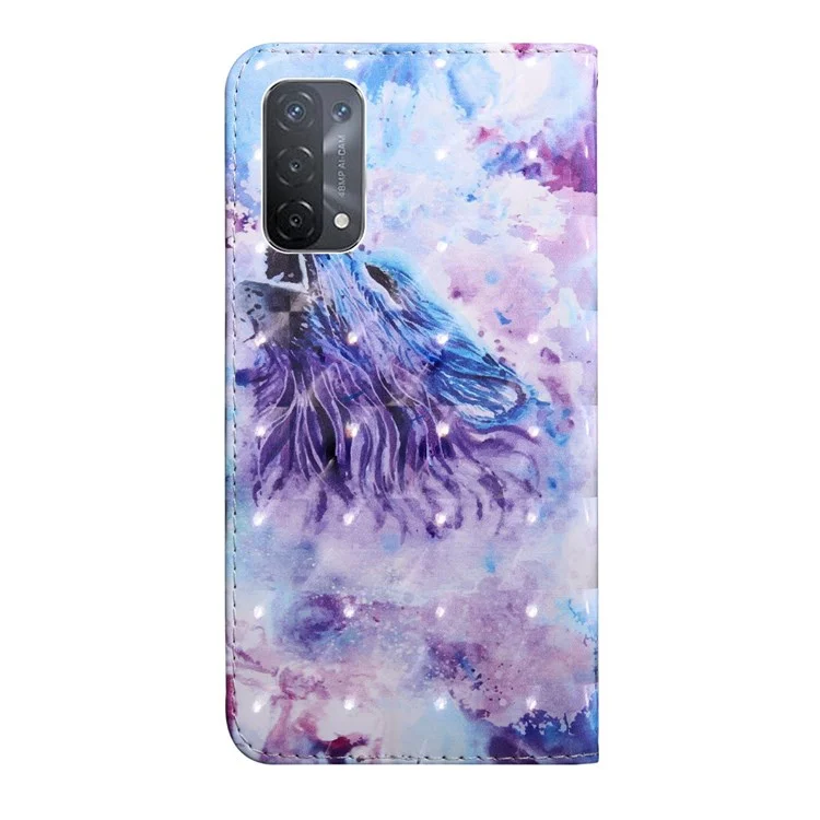Pour Oppo A54 5G/A74 5G Anti-chute Portefeuille Étui de Téléphone Impression Motif Protecteur de Téléphone Étui en Cuir PU Debout - Loup