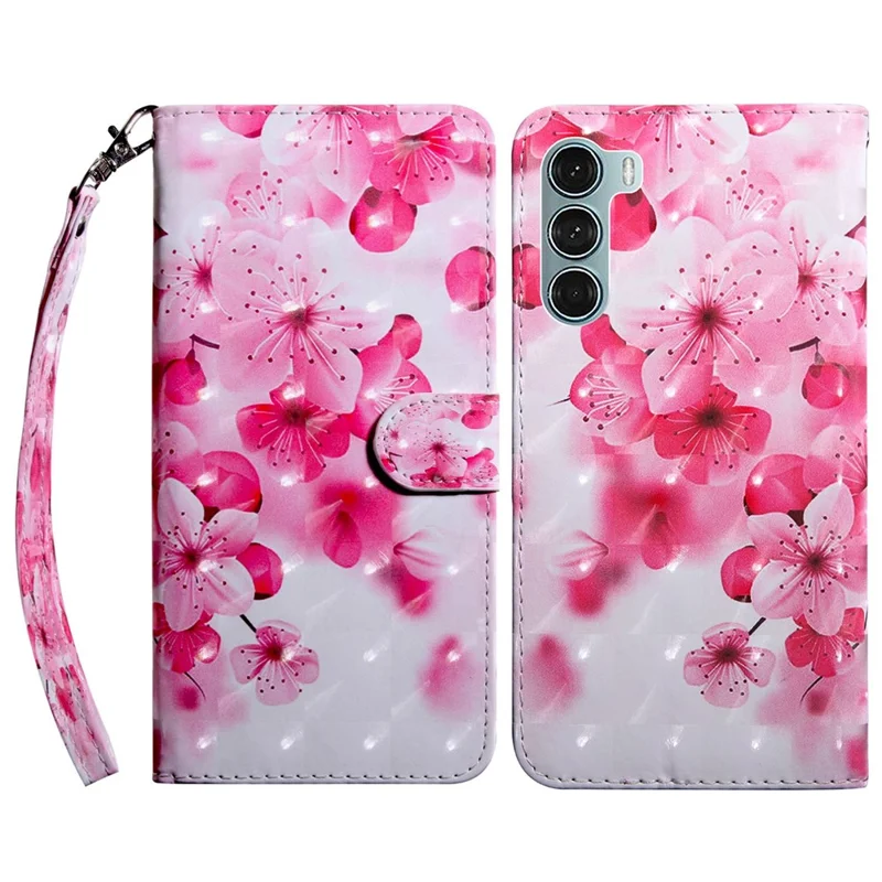 For Oppo A54 5G/A74 5G Anti-fall Wallet Phone Case Pattern Printing Phone Protector PU Leather Stand Cover - Peach Blossom