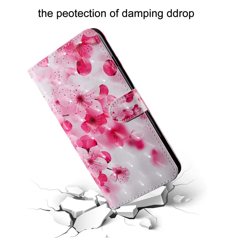 For Oppo A54 5G/A74 5G Anti-fall Wallet Phone Case Pattern Printing Phone Protector PU Leather Stand Cover - Peach Blossom