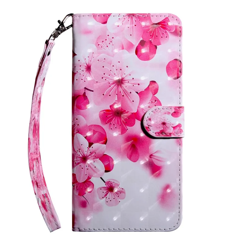 For Oppo A54 5G/A74 5G Anti-fall Wallet Phone Case Pattern Printing Phone Protector PU Leather Stand Cover - Peach Blossom