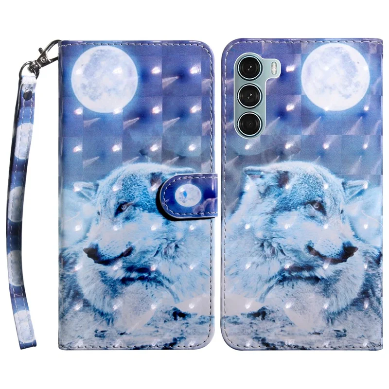 For Oppo A54 5G/A74 5G Anti-fall Wallet Phone Case Pattern Printing Phone Protector PU Leather Stand Cover - Snow and Wolf
