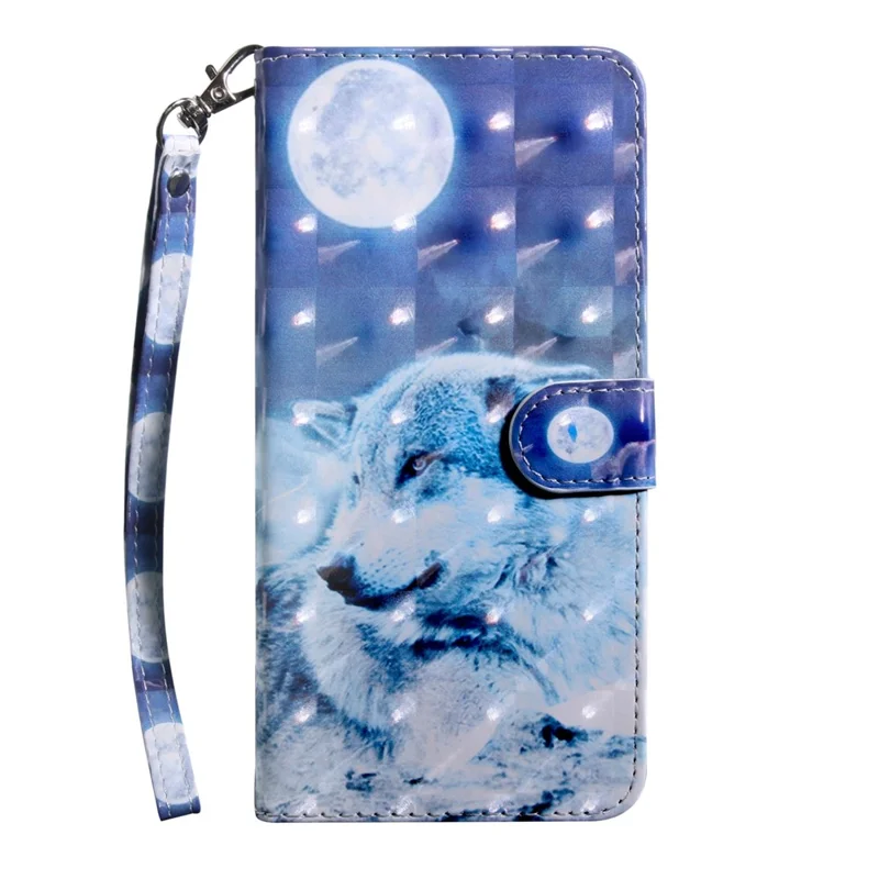 For Oppo A54 5G/A74 5G Anti-fall Wallet Phone Case Pattern Printing Phone Protector PU Leather Stand Cover - Snow and Wolf