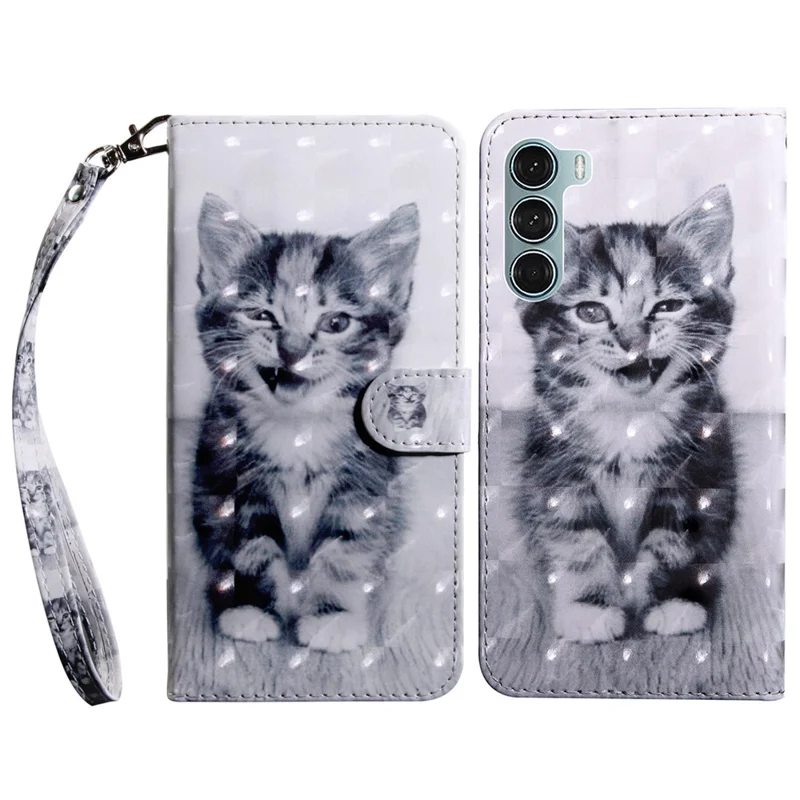 For Oppo A54 5G/A74 5G Anti-fall Wallet Phone Case Pattern Printing Phone Protector PU Leather Stand Cover - Cat