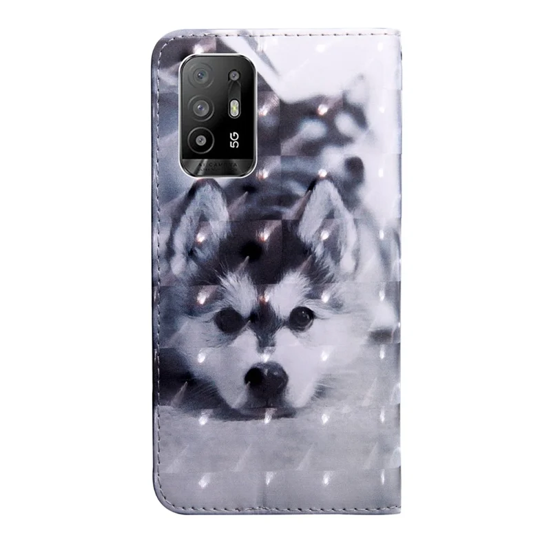 For Oppo A94 5G/A95 5G Protective Case Anti-drop Pattern Printing Phone Shell PU Leather Stand Cover with Wallet - Dog