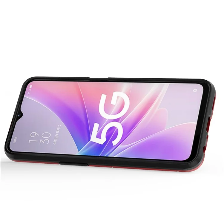 Pour Oppo A57 (2022) 5G / A77 5G / OnePlus Nord N300 5G Bague Support Étui de Protection Robuste Résistant à l'Usure Cadre PC Dur Souple TPU Étui de Protection - Rouge