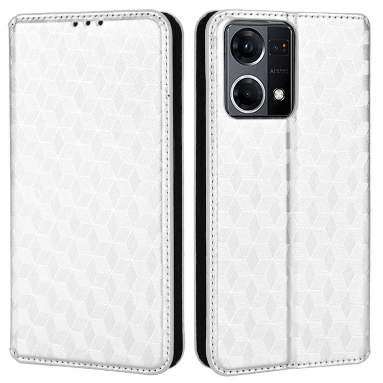 Для Oppo F21 Pro 4G/Reno7 4G Магнитный Автомобильный Замыкающий Кошелек. - Серебряный