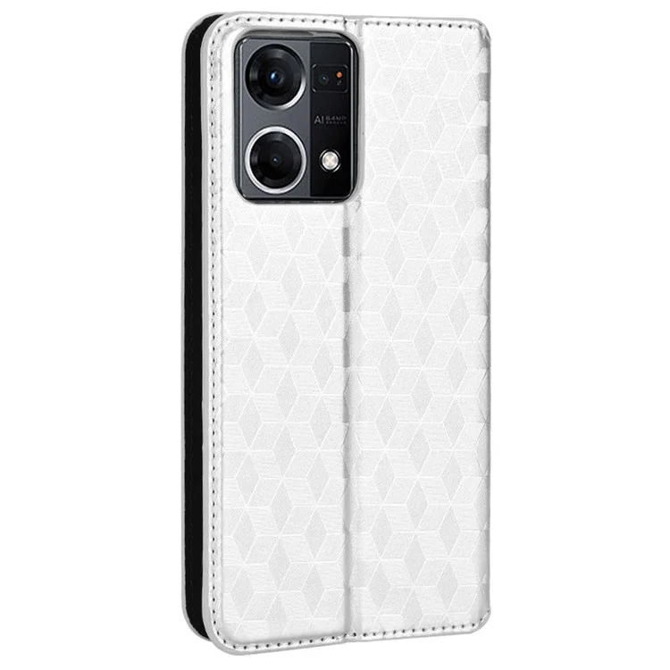Для Oppo F21 Pro 4G/Reno7 4G Магнитный Автомобильный Замыкающий Кошелек. - Серебряный