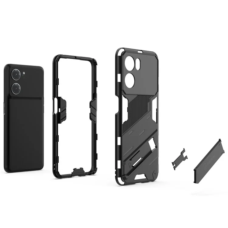 Per Oppo K10 5G (cina) Funzione di Kickstand Anti-fall Combo PC + TPU Custodia a Doppio Livello Shell di Telefono Cellulare - Nero