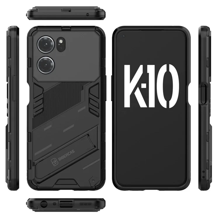Für Oppo K10 5G (China) Anti-fall-kickstand-funktion Combo PC + Tpu-hülle Dual Layer Schutzmobile Shell - Schwarz