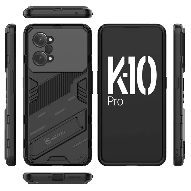 PC + Tpu-hülle Für Oppo K10 Pro 5G Anti-fall-kickstand-schutzabdeckung Dual Layer Mobiltelefon Shell - Schwarz
