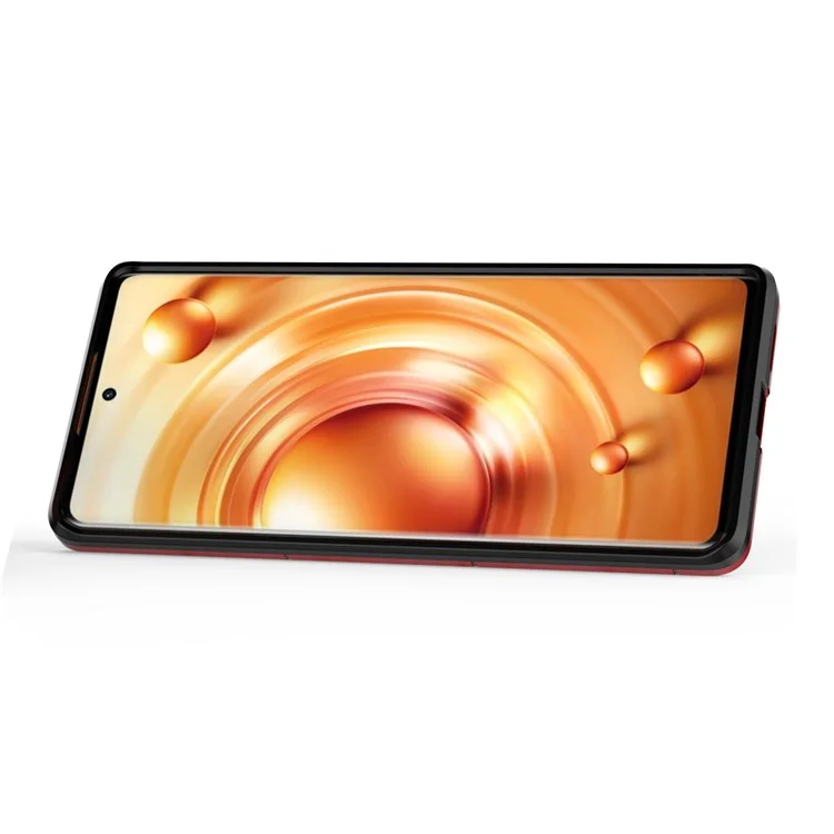 For Vivo X80 Pro 5G Ring Kickstand Téléphone Anti-drop Hard PC Soft TPU Hybrid Couverture - Rouge