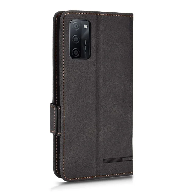 Для Oppo A55s 5G Shock-resean Teame Кожаный Кошелек Flip Protection Case Case Stand TPU Внутренняя Оболочка Против Царапины - Черный