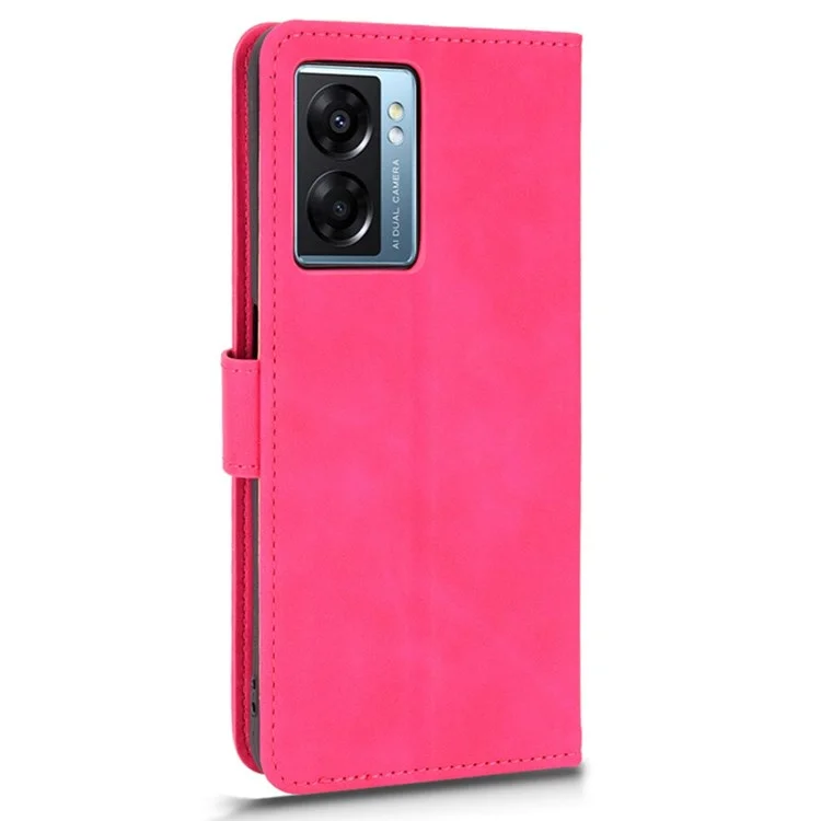 Capa de Telefone Com Toque de Pele Para o Oppo A57 (2022) 5G / A77 5G, PU Leather + TPU Tampa de Proteção Completa Com Carteira de Suporte - Rosa