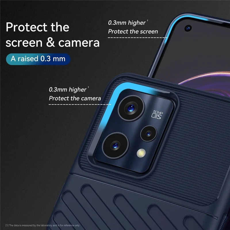 For Realme 9 5G / 9 Pro 5G Thunder Series Twill Texture Soft TPU Cover Non-Slip Protective Phone Case - Navy Blue