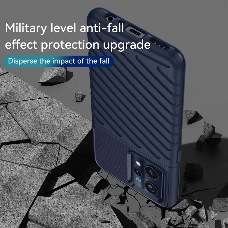 For Realme 9 5G / 9 Pro 5G Thunder Series Twill Texture Soft TPU Cover Non-Slip Protective Phone Case - Navy Blue