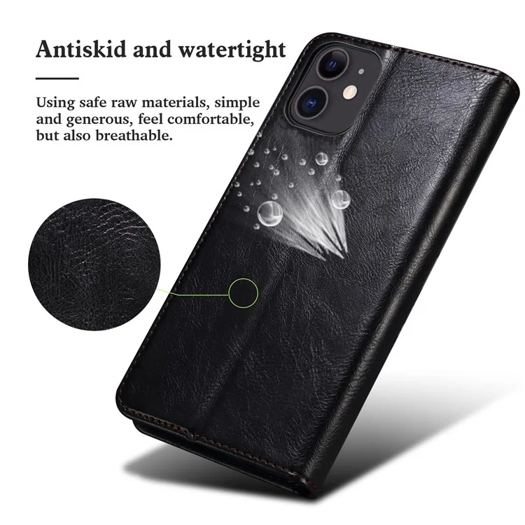 Funda con textura de caballo loca cerosa para Oppo Reno7 4G/F21 Pro 4G, cubierta de teléfono móvil tipo cartera de pie magnética a prueba de golpes estilo - Negro