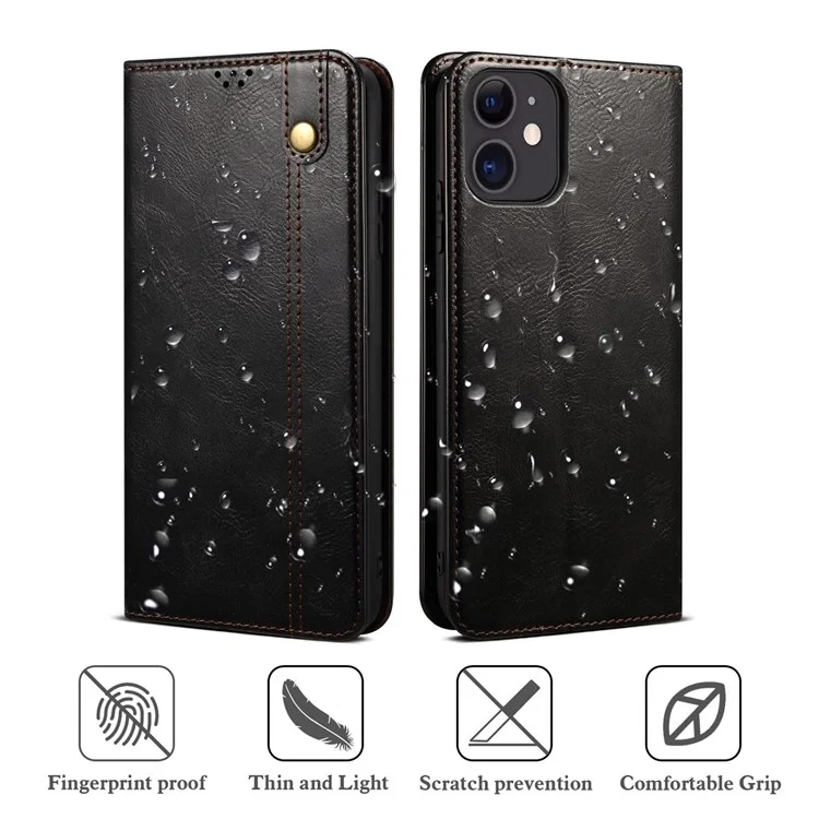 Funda con textura de caballo loca cerosa para Oppo Reno7 4G/F21 Pro 4G, cubierta de teléfono móvil tipo cartera de pie magnética a prueba de golpes estilo - Negro