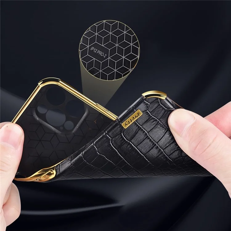 Per Realme GT Neo3 Ring Holder Kickstand Case Crocodile Texture Leather Coated TPU 6D Electroplated Shockproof Protective Shell - Nero