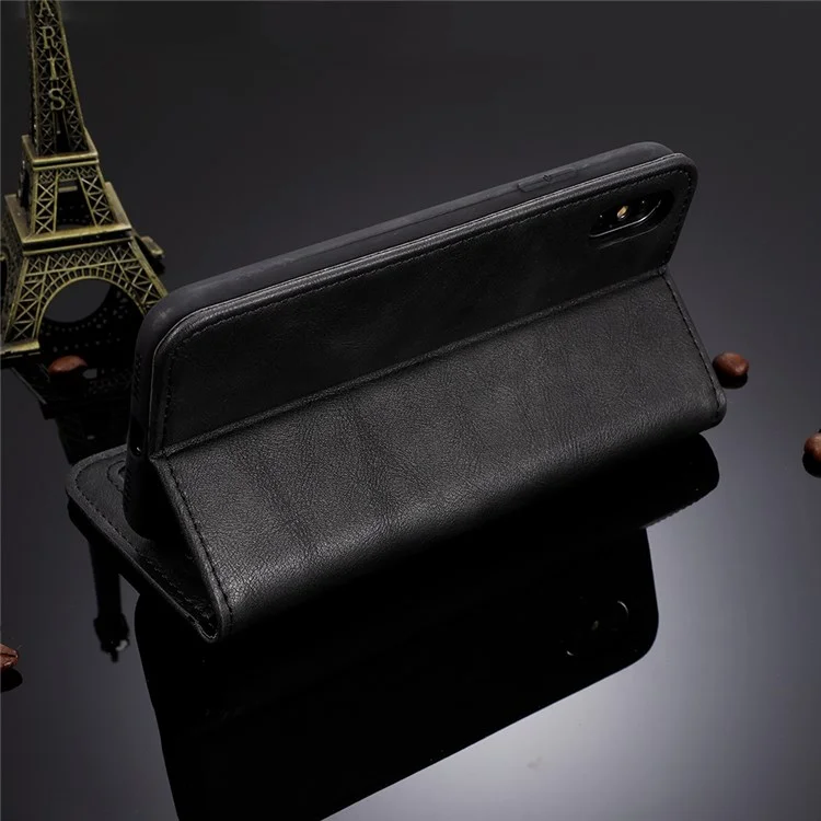 For vivo X Note Retro Surface Auto-Absorbed Leather Phone Cover, Folio Flip Wallet Folding Stand Case Phone Accessory - Black