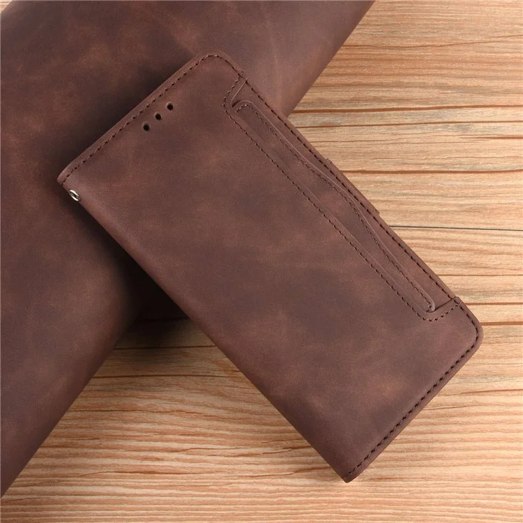 For vivo X Fold Phone Case Anti-fall Magnetic Wallet Style Stand Shockproof PU Leather Phone Cover with Card Slots - Brown