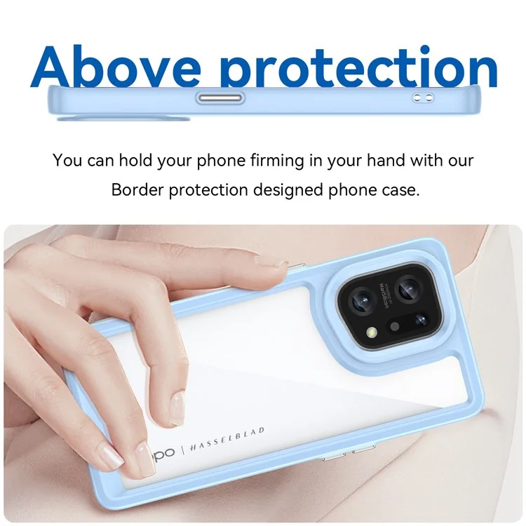 Custodia ibrida in TPU + Acrilico per Oppo Find X5, copertura protettiva per telefono a prova di urti con pulsanti indipendenti - Blu baby