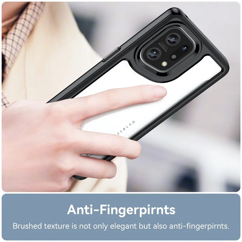 TPU + Acrylic Hybrid Case for Oppo Find X5, Independent Buttons Shockproof Protective Phone Cover - Black